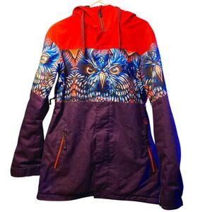 Volcom ACT long insulated owl snowboard jacket coat